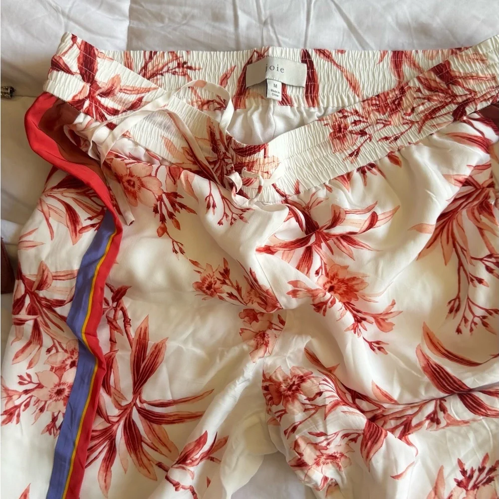 Joie Women's Floral Print Silk Pants with Striped Sides - Picture 8 of 8
